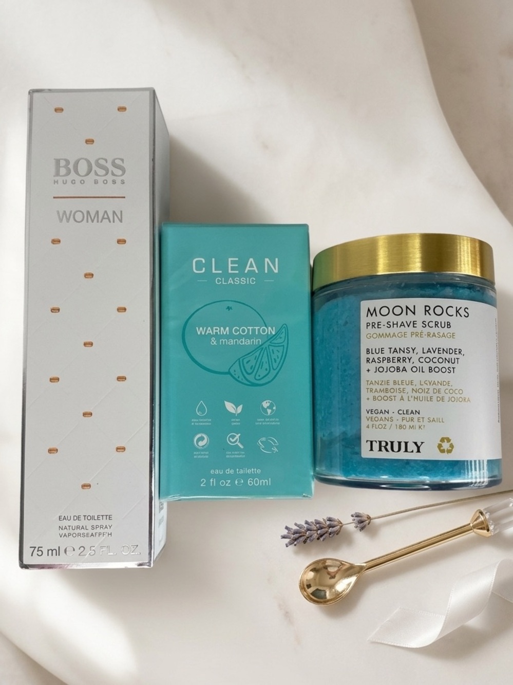 EMPTY Beauty Bundle Trio- TRULY Moon Rocks, Clean Classic Warm Cotton, Hugo Boss - Picture 2 of 3